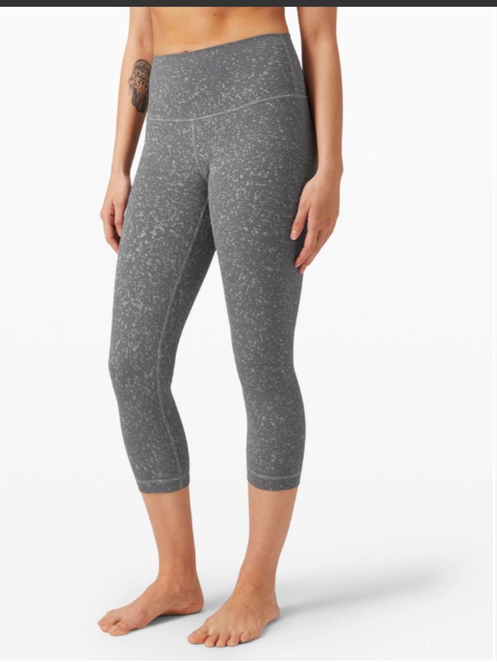 Lululemon Wunder Under Crop High-Rise Spray 21" Washed Asphalt Grey Sz 14